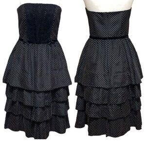 🌸. Rebecca Taylor Polka Dotted Black
Cocktail Strapless Dress Sz 6